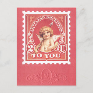 Valentinsgrüße Cupid Red Stempel Postkarte