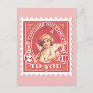 Valentinsgrüße Cupid Red Stempel Postkarte
