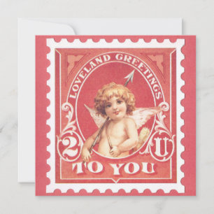 Valentinsgrüße Cupid Roter Stempel Valentinstag Feiertagskarte