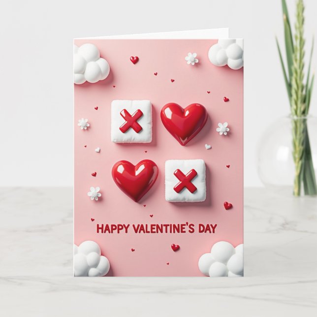 Valentinsgrüße Tic Tac Toe Karte (Vorderseite)