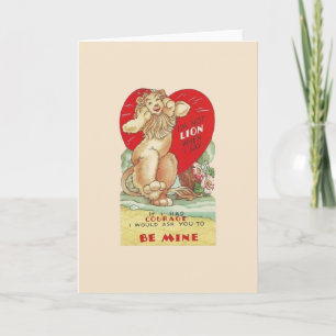 Valentinsgrußkarte mit feigem Löwen im Vintage-Sti Feiertagskarte