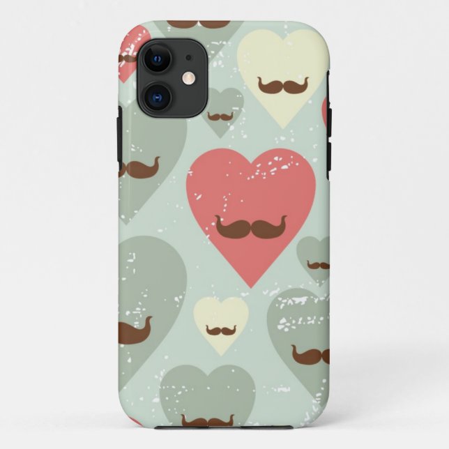 Valentinsgrußmuster mit Herzen und dem Schnurrbart Case-Mate iPhone Hülle (Rückseite)