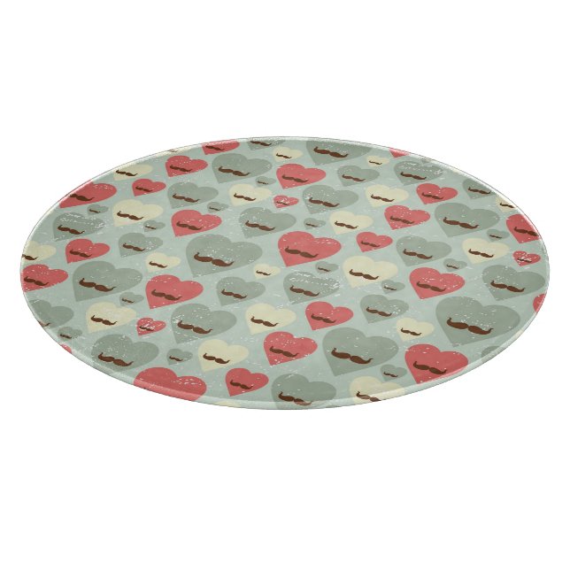 Valentinsgrußmuster mit Herzen und dem Schnurrbart Schneidebrett (Ecke)