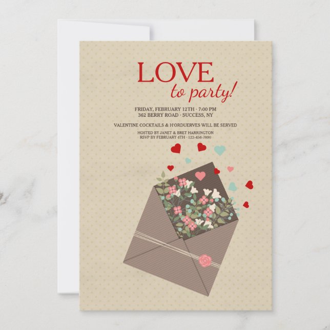 Valentinsgrußposies-Einladung Einladung (Vorderseite)