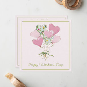 Valentinsherz rosa und grüne Herzballons Mitteilungskarte