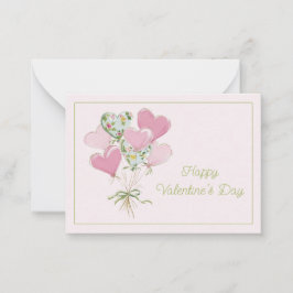 Valentinsherz rosa und grüne Herzballons Mitteilungskarte