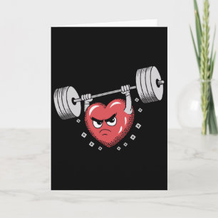 Valentinsherz stemmt Gewichte lustiger Workout Karte