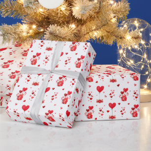 Valentinsherzen auf Weiß Geschenkpapier