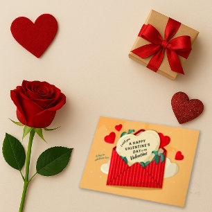 Valentinsherzen und Umschlag Feiertagskarte