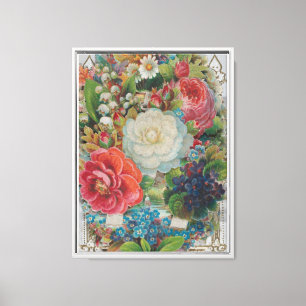 Valentinskarte aus der viktorianischen Ära, Blumen Leinwanddruck