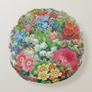Valentinskarte aus der viktorianischen Ära, Blumen Rundes Kissen
