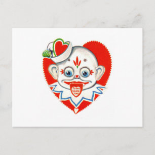Valentinskarte Clown mit herausgestreckter Zunge i Feiertagspostkarte