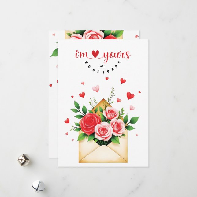 Valentinskarte - "I'm yours, no refunds" Feiertagskarte (Vorderseite/Rückseite Beispiel)