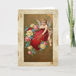 Valentinskarte mit Rosen im Vintage-Stil Karte