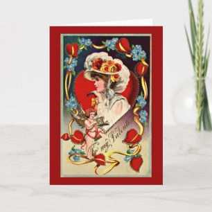 Valentinskarte Vintage Lady Feiertagskarte