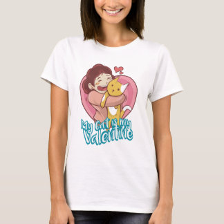 Valentinskatze Frauen Weiß T-Shirt