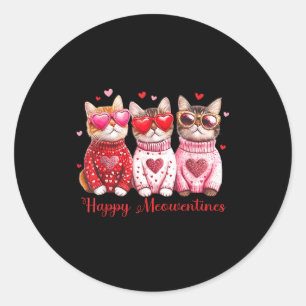 Valentinskatze Glückliches Meowentines Herz Valent Runder Aufkleber