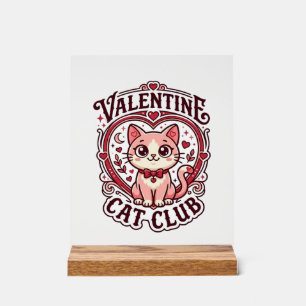 Valentinskatze Lustiges Katzenliebhaber-Design - V Acrylschild