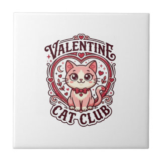 Valentinskatze Lustiges Katzenliebhaber-Design - V Fliese