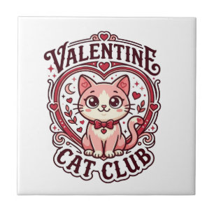 Valentinskatze Lustiges Katzenliebhaber-Design - V Fliese