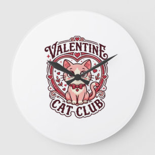 Valentinskatze Lustiges Katzenliebhaber-Design - V Große Wanduhr