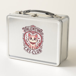Valentinskatze Lustiges Katzenliebhaber-Design - V Metall Brotdose