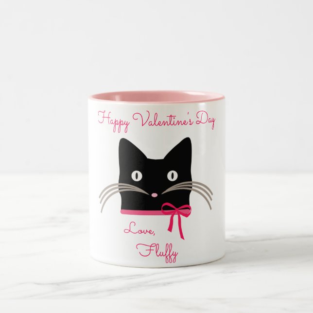 Valentinskatzen-Tasse Zweifarbige Tasse (Mittel)