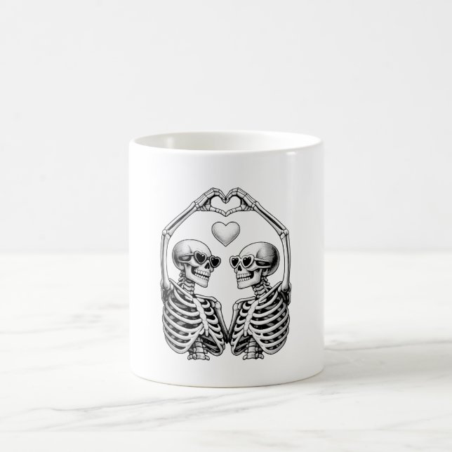 Valentinskolett-Paar - Gothic Romantisches Herz Kaffeetasse (Mittel)