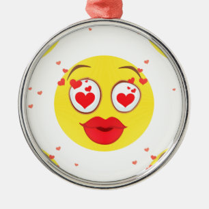 Valentinsküsschen Emoji Silbernes Ornament