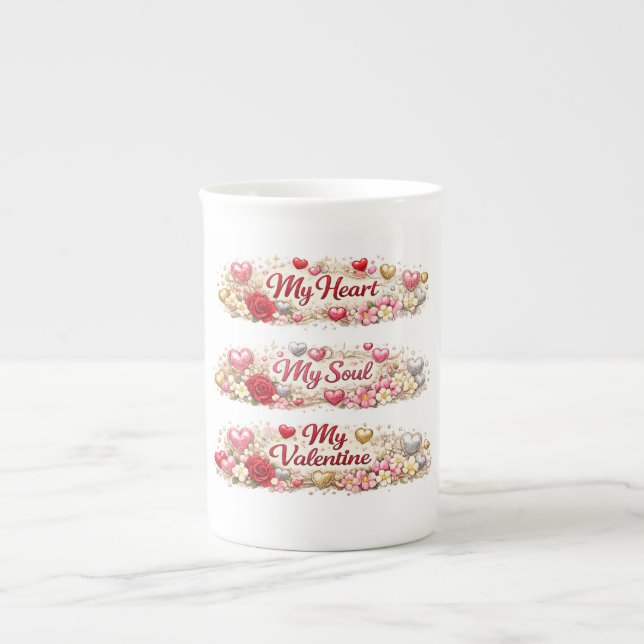 Valentinsliebe, Romantisches Geschenk Prozellantasse (Vorderseite)
