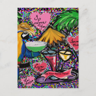 Valentinsparty Papagei Postkarte