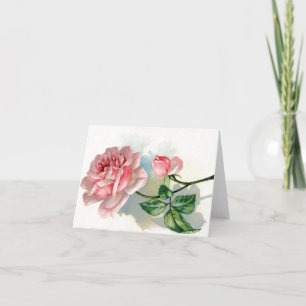 Valentinsrose rosa Vintage-Blume Feiertagskarte