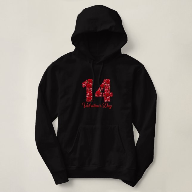 Valentinstag 14 Herz Design Hoodie – Romantisch  (Design vorne)