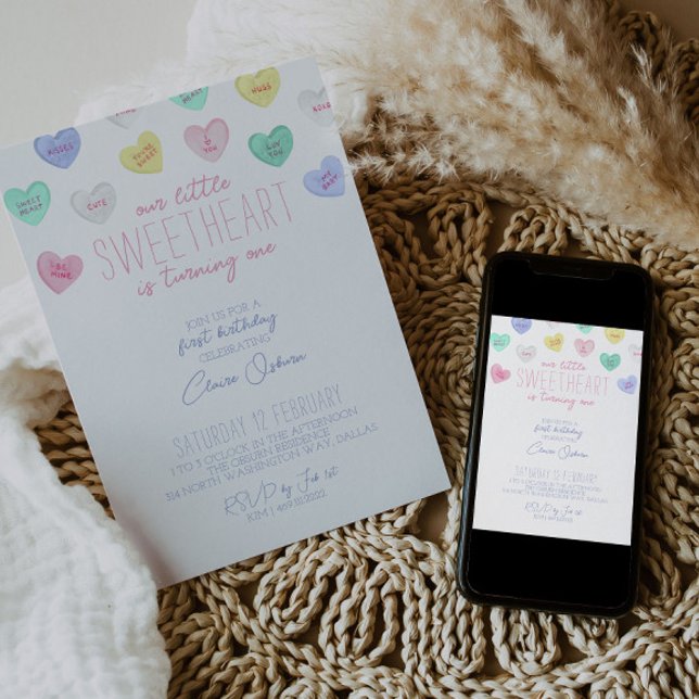 Valentinstag, 1. Geburtstag Einladung (Von Creator hochgeladen)