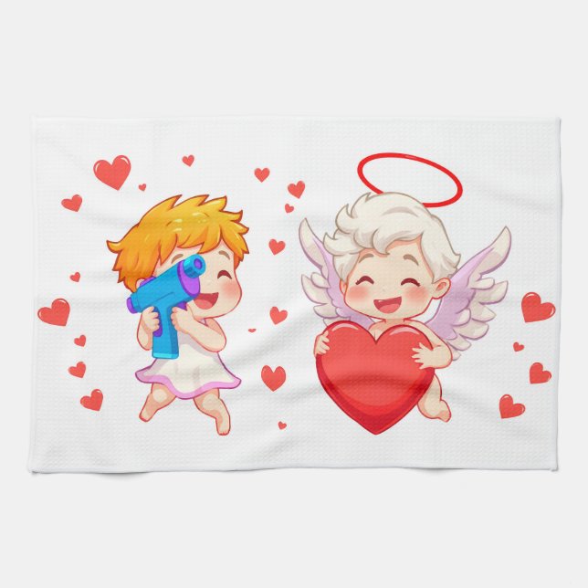Valentinstag 2025: Niedliche und spielerische Enge Geschirrtuch (Horizontal)