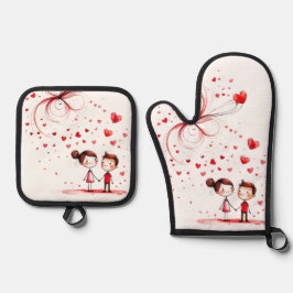 Valentinstag 2025 ofenhandschuh & Topflappen-Set