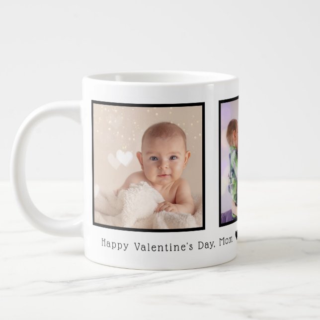 Valentinstag 3 Fotos Personalisiert Jumbo-Tasse (Links)