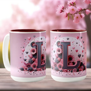 Valentinstag 3D A bis Z Alphabet Kaffeemaschine Ta Zweifarbige Tasse