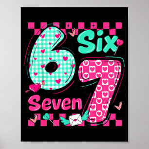 Valentinstag 6 7 Sechs Sieben Preppy-Herzen-Paar Poster