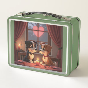 Valentinstag-Abendessen 4 2 Metall-Lunchbox Metall Brotdose