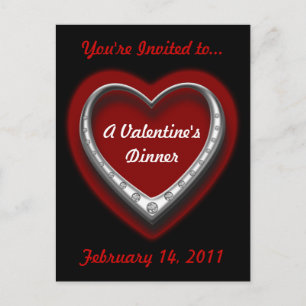 Valentinstag Abendessen Postkarte Einladung