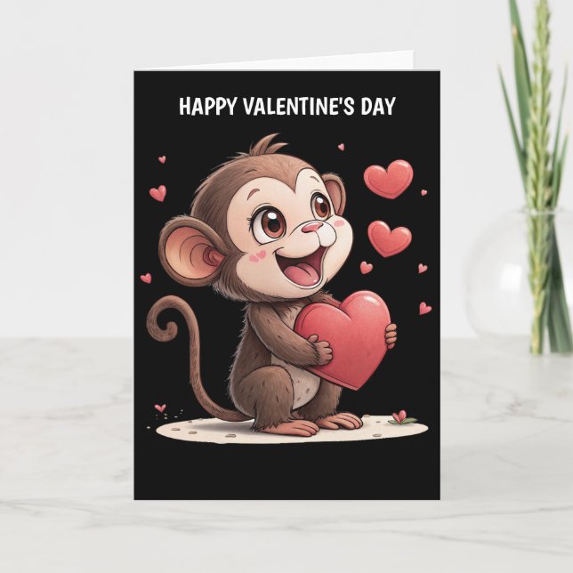 Valentinstag-Affe Feiertagskarte (Vorderseite)
