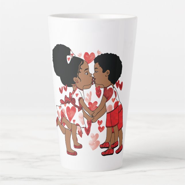 Valentinstag Afro Couple Holding Hands Design f Milchtasse (Vorderseite)