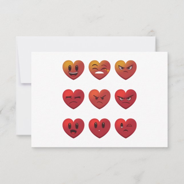 Valentinstag Albern Faces Hearts Funny Dankeskarte (Vorderseite)