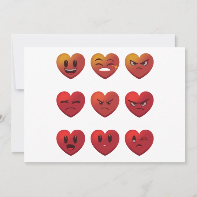 Valentinstag Albern Faces Hearts Funny Einladung (Vorderseite)