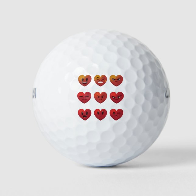 Valentinstag Albern Faces Hearts Funny Golfball (Vorderseite)