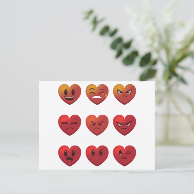 Valentinstag Albern Faces Hearts Funny Postkarte (Stehend Vorderseite)
