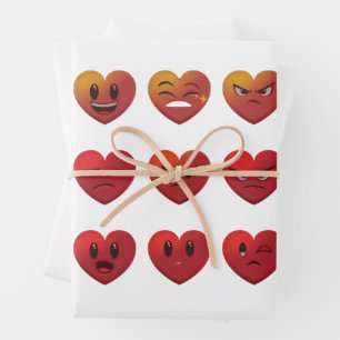 Valentinstag Alberne Gesichter Herzen Lustig Geschenkpapier Set