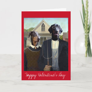 Valentinstag American Gothic lustiger Doberman Hun Feiertagskarte