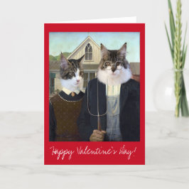 Valentinstag-amerikanische gotische lustige Katze Feiertagskarte
